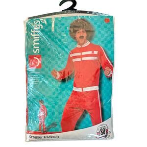 80s SCOUSER TRACKSUIT Halloween Party Costume Red Jacket & Pants Smiffy's Sz L